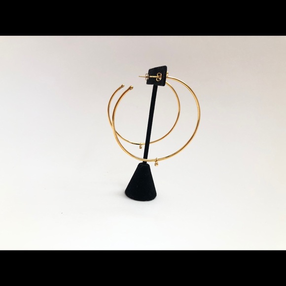 Melanie Auld Vermeil Yellow Gold Hoop Post Earrings With CZ Dangle - Picture 3 of 8